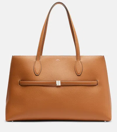 Totême Lounge Large Leather Tote Bag In Brown