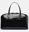 Totême Lounge Medium Croc-effect Leather Tote Bag In Black