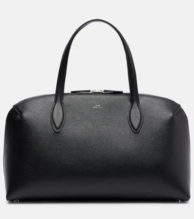 Totême Lounge Medium Leather Tote Bag In Black