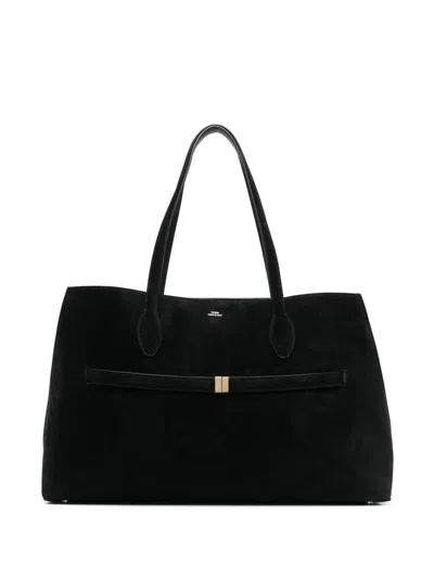 Totême Toteme Lounge Suede Leather Tote Bag In Black