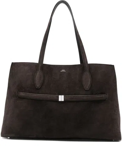 Totême Toteme Lounge Suede Leather Tote Bag In Brown
