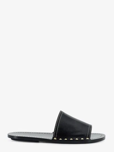 Totême Low Leather Sandals With Metal Studs On The Sides In Black