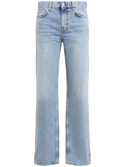 Totême Low Rise Straight Cotton Denim Jeans In Blue