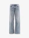 Totême Light Blue Straight Five-pockets Jeans With Logo Patch In Cotton Denim Woman In Multi