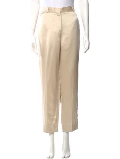 Pre-owned Totême Low Waist Satin Trousers Straight Leg Pants In Neutral