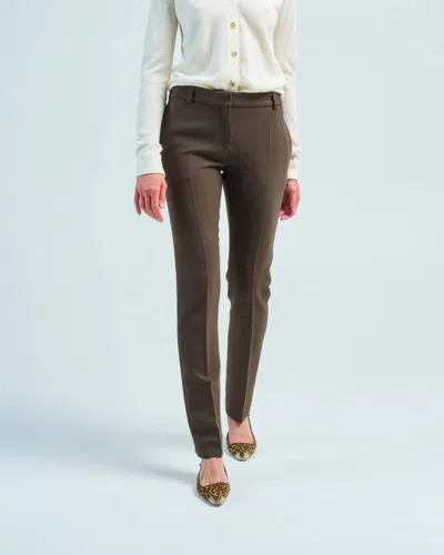 Totême Low Waist Slim Trouser Pants In Bark In Brown