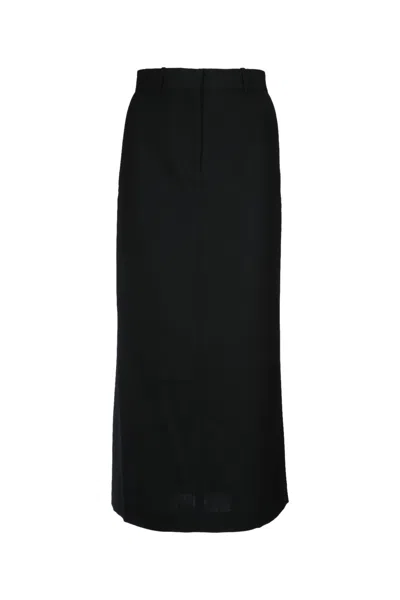 Totême Toteme Women Black Canvas Low-waist Straight Long Skirt