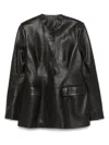 Totême Lamb Leather Collarless Structured Jacket In Black