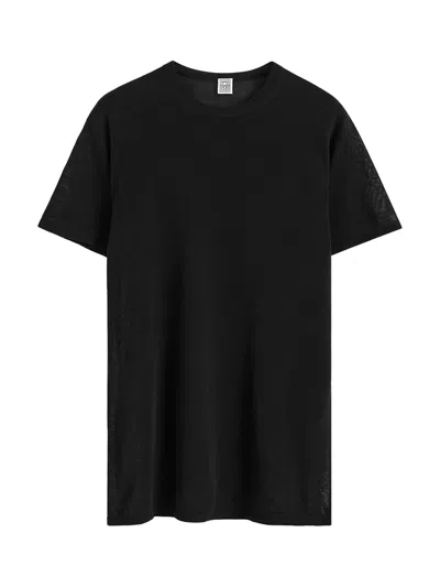 Totême Toteme Lyocell-cashmere Knit T-shirt In Black