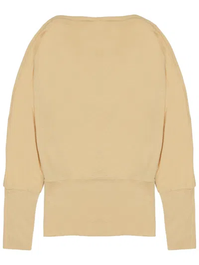 Totême Relaxed Fit Long-sleeved Top With Wide Neckline In Brown