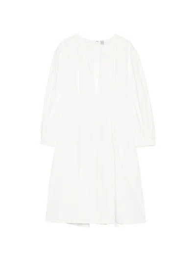 Totême Toteme Main Baloon Sleeve Cotton Dress In White