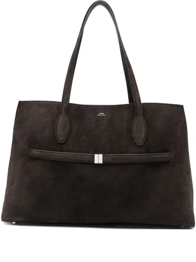 Totême Toteme Main Lounge Suede Leather Tote Bag In Brown