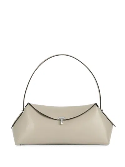 Totême Toteme Main T Lock Leather Shoulder Bag In Neutral