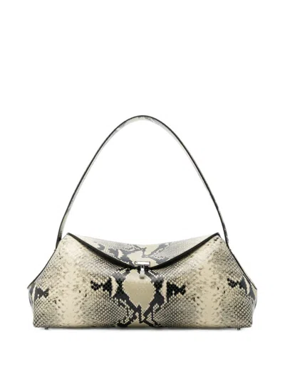 Totême Toteme Main T Lock Leather Shoulder Bag In Gray