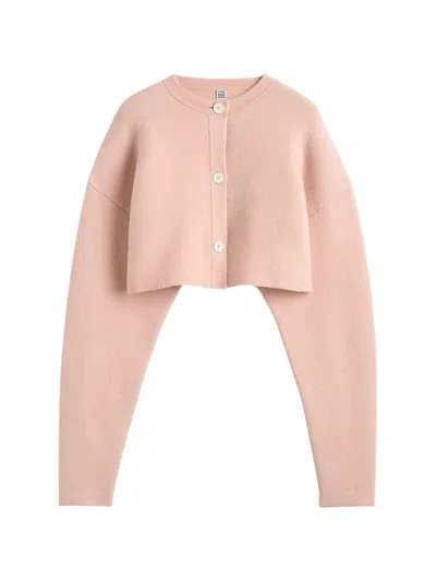Totême Toteme Main Wool Cropped Cardigan In Pink