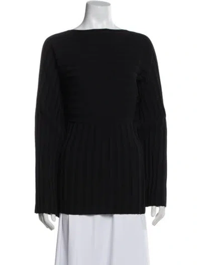 Pre-owned Totême Maristella Bateau Neckline Top In Black