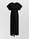 Totême Maxi Dress With Short Sleeves And Shine In Black