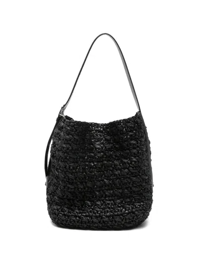 Totême Medium Belted Paper Tote Bag In Black
