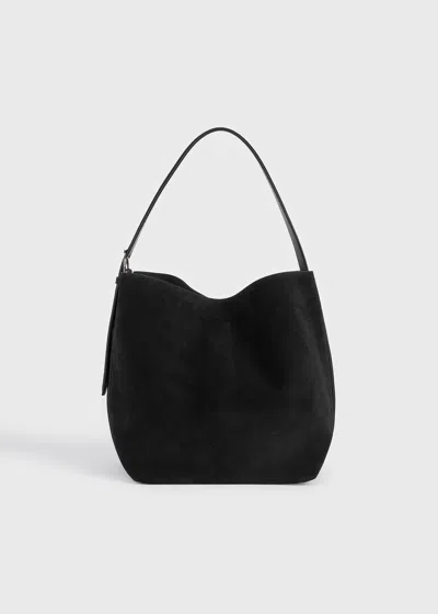 Totême Medium Belted Suede Tote Black