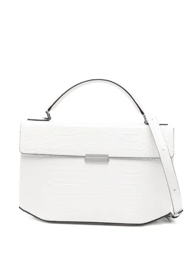 Totême Medium Croc-embossed Leather Tote Bag In White
