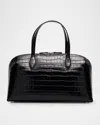 Totême Toteme Lounge Medium Crocodile-effect Leather Top Handle Bag In Black
