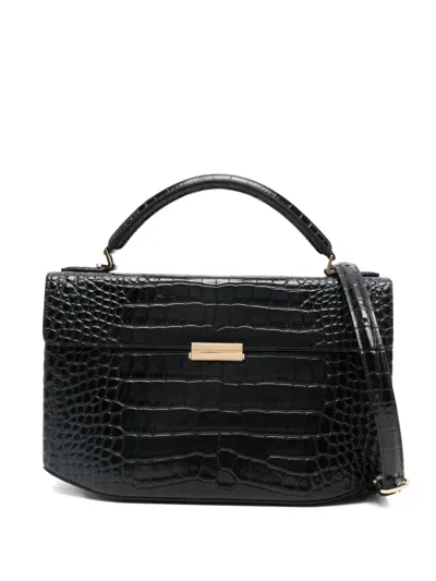 Totême Medium Croco-embossed Top-handle Tote Bag In Black
