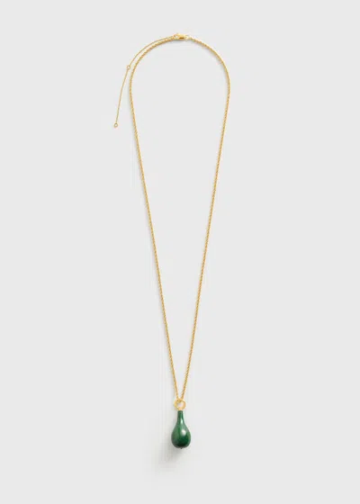 Totême Medium Jade Drop Necklace Dark Green/gold