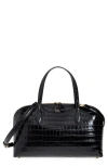 Totême Toteme Medium Lounge Croc Embossed Leather Tote In Black