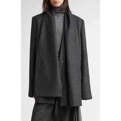 Totême Toteme Mélange Flannel Scarf Blazer In Black
