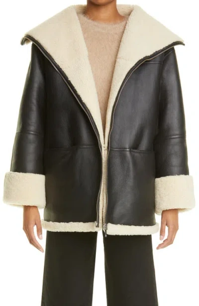 Totême Toteme Menfi Oversize Genuine Shearling Coat In Brown