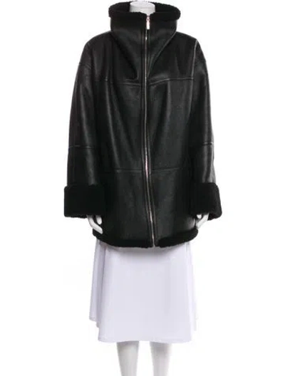 Pre-owned Totême Menfi Shearling Fur Coat In Black