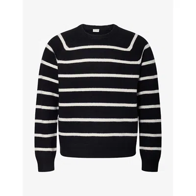 Totême Mens Black/white Striped Reglan-sleeve Alpaca And Cashmere Jumper In Multi