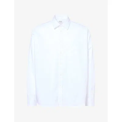 Totême Mens Casual Pocket Cotton Shirt White In Blue