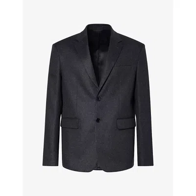 Totême Mens Charcoal Melange Single-breasted Flannel Wool And Cashmere Blazer In Black