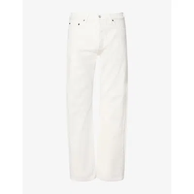 Totême Mens Classic Straight-leg Denim Jeans White In Animal Print