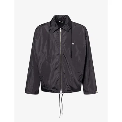Totême Mens Logo-embroidery Drawstring Nylon Jacket Black In Gray