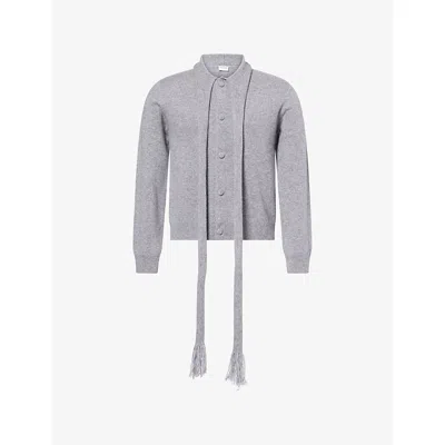Totême Mens Scarf Cashmere Knit Cardigan Grey Melange In Gray