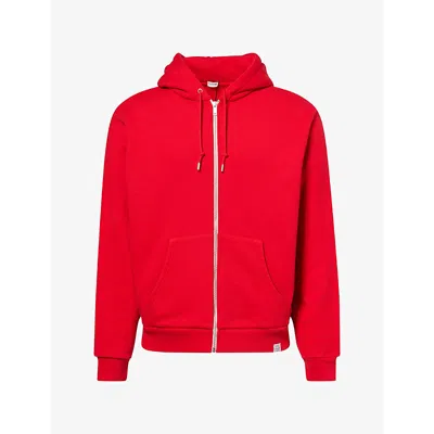 Totême Mens Zip Cotton-jersey Hoody Red