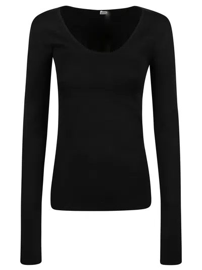 Totême Merino Knit Sweater In Black