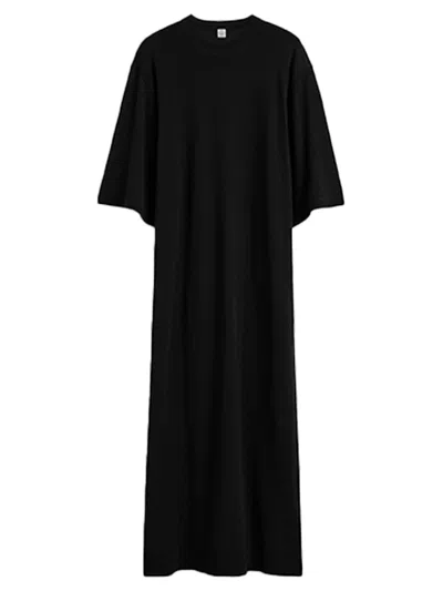 Totême Toteme Fine-knit Wool Maxi Tee Dress In Black