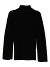 Totême Merino Slit Sleeve Sweatshirt In Black