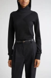 Totême Toteme Merino Wool Crossover Sweater In Black