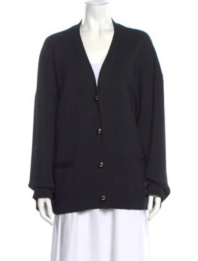 Pre-owned Totême Merino Wool V-neck Sweater In Black