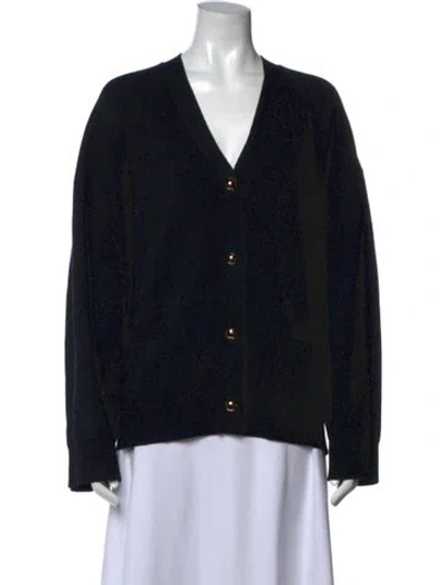 Pre-owned Totême Merino Wool V-neck Sweater In Black