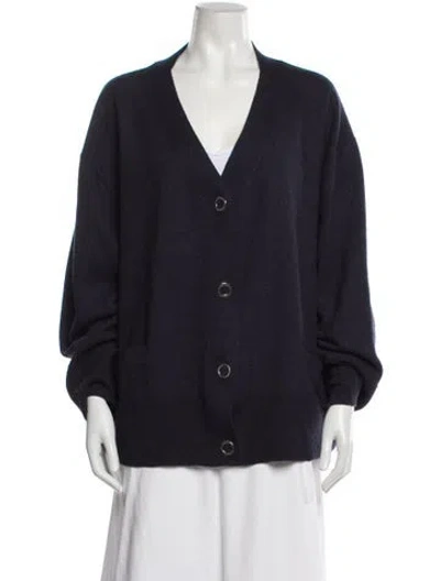 Pre-owned Totême Merino Wool V-neck Sweater In Blue