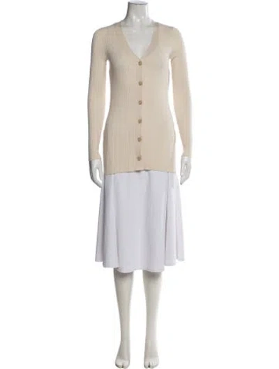 Pre-owned Totême Merino Wool V-neck Sweater In Neutral