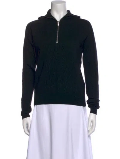 Pre-owned Totême Merino Wool Zip Knit Merino Wool Sweater In Black