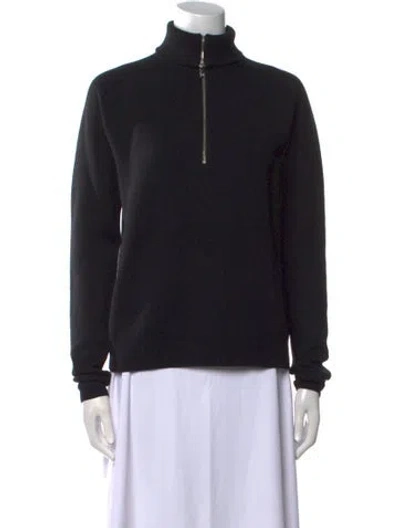 Pre-owned Totême Merino Wool Zip Knit Merino Wool Sweater In Black