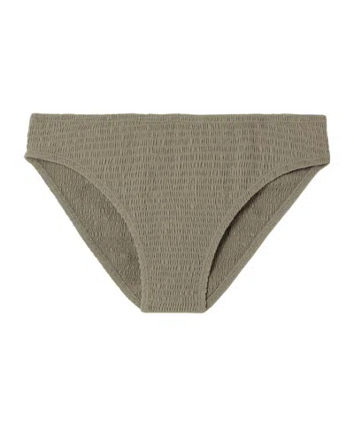 Totême Mid-rise Smocked Bikini Bottoms In Gray