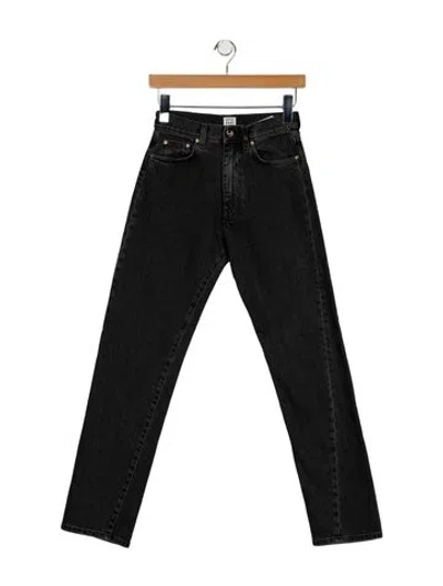 Pre-owned Totême Mid-rise Straight Leg Jeans In Black